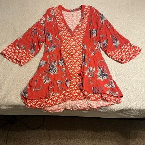 Free People Red Floral Dress